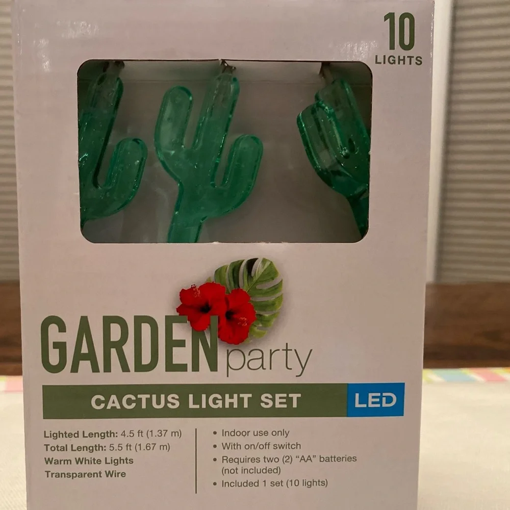 Cactus String Lights, Set of 2, 5.5 Feet, Warm White LED Lights, Cactus Lights